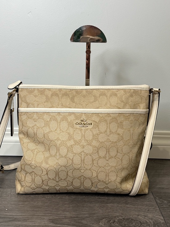 Coach Handbags - 🤍Coach Signature File Bag Crossbody Light Khaki Chalk Canvas 2017 F58285